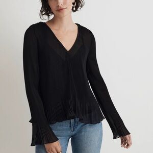 Madewell Pleated Flare-Sleeve Top